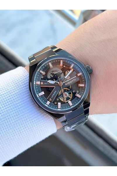 Bigotti Automatic and Wind up Case and Cord Steel 5 Atm Waterproof Men's Wristwatch Ebg.10642.5
