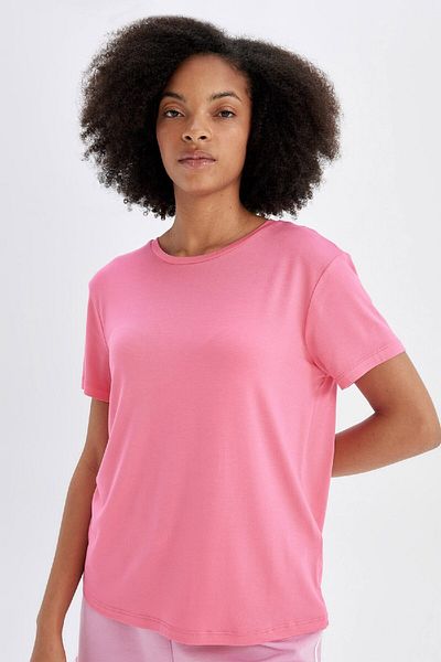 DeFacto Basic-T-Shirt für Sportler mit Rundhalsausschnitt – einfarbig, kurze Ärmel, passend für Standard D1904ax24hs