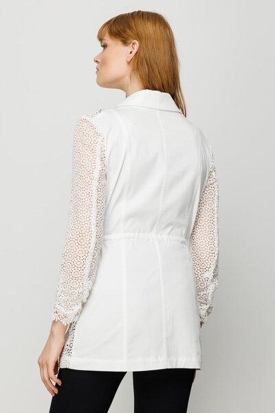 Ekol Ecru Lace Embroidered Jacket