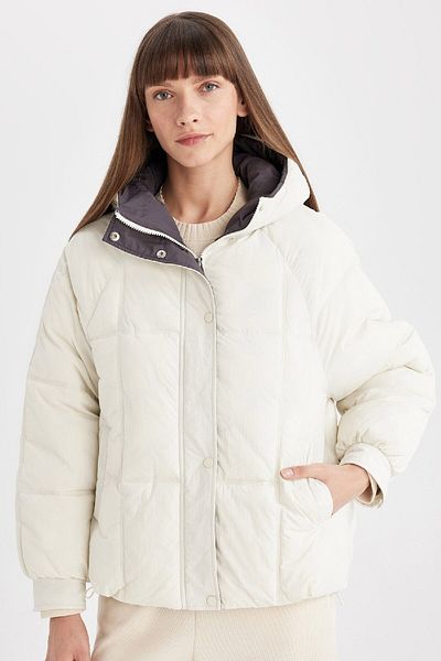 DeFacto Water Repellent Seasonal Coat Hood Pocket Zipper C6855Ax24Wn