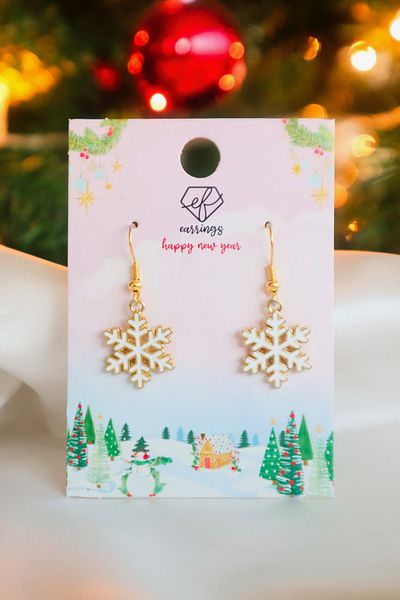 EFBUTİK Gold Snowflake Earrings