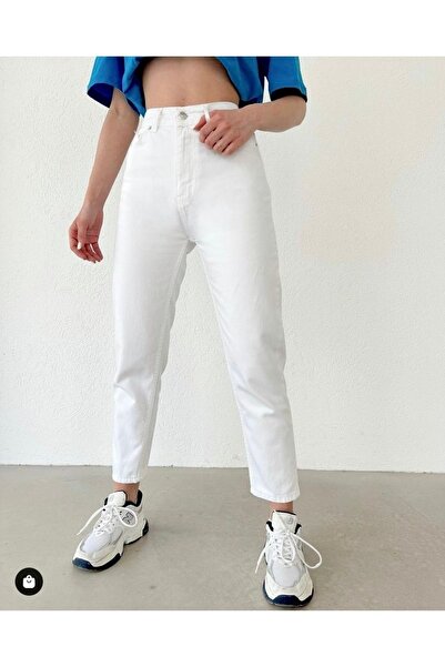 ByCukurovaFrango 2024 Model White Ankle Length Jeans Mom Jean