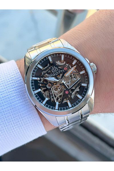 Bigotti Automatic and Wind up Case and Cord Steel 5 Atm Waterproof Men's Wristwatch Ebg.10642.X3