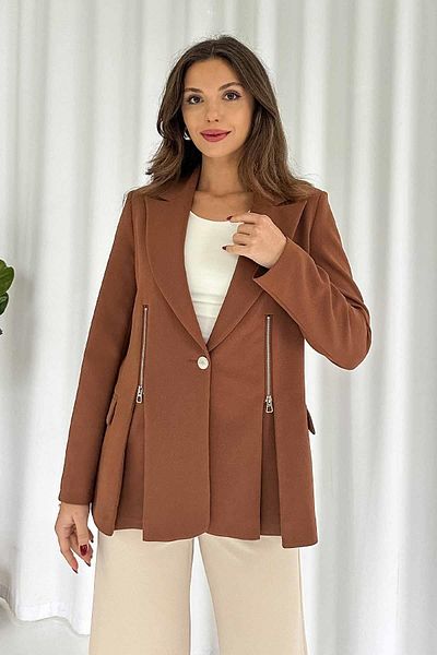 Mine Tan Butik Кафяво дамско яке - с цип