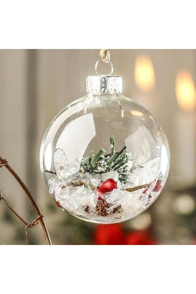 Aker Hediyelik 10 Pieces Transparent Mica Globe Ball - Empty Round Boxes Wedding Baby Candy