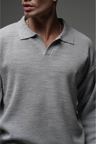 Butik TREND BIZ Πλεκτό πουλόβερ με γιακά Polo με λεπτομέρεια Oversize Fit