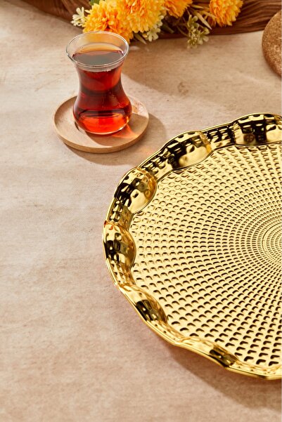 Cooker 35 Cm Rölyefli Metal Sunum Tepsisi