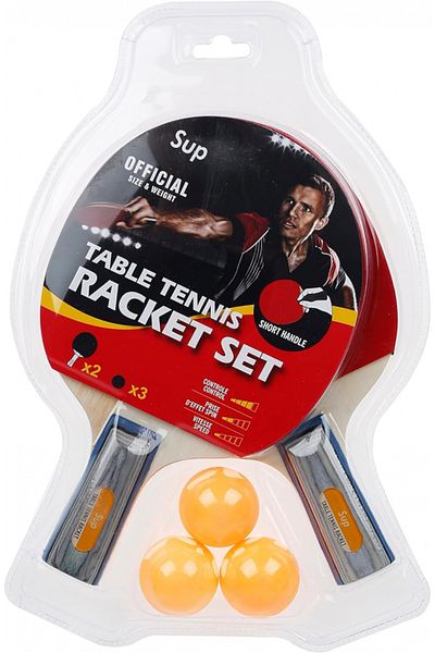 SUP Table Tennis Racket Set 2 Pcs Short Handle Racket With 3 Balls