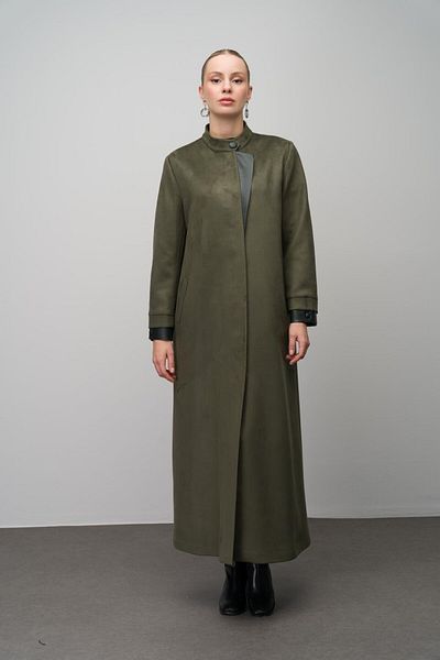 Olcay Δερμάτινο παλτό Plus Size Suede Look - KHAKI 6671