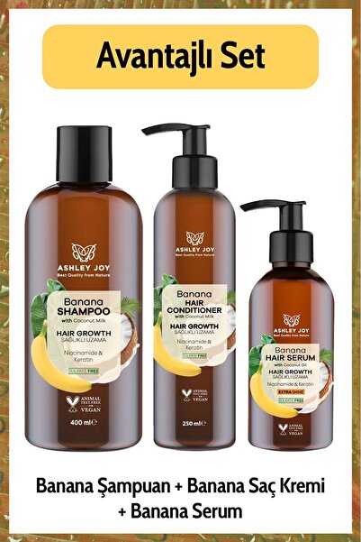 ASHLEY JOY Hızlı Uzamaya Yardımcı Vegan Keratin Içeren Banana 3'lü Komple Bak...