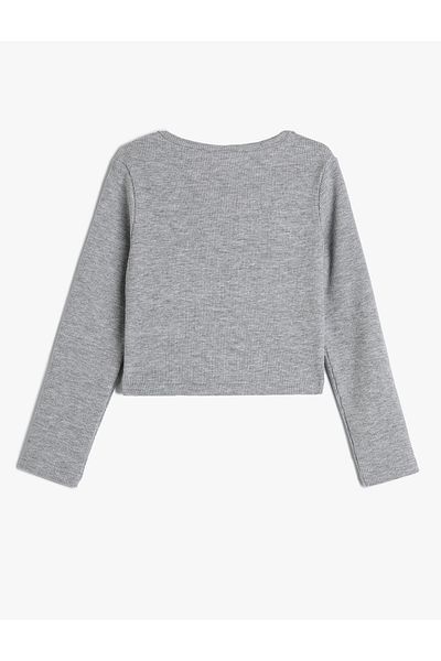 Koton T-Shirt Window Detailed Long Sleeve Round Neck