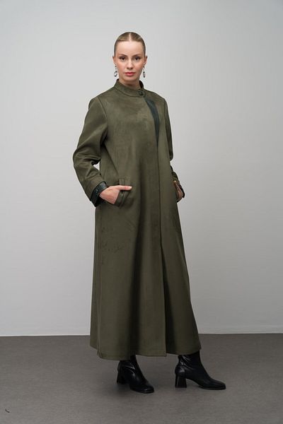 Olcay Δερμάτινο παλτό Plus Size Suede Look - KHAKI 6671