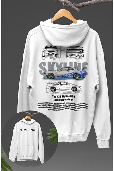 Fuddy Moda R34 Skyline Gt-R Themed Unisex Oversize Hooded Sweatshirt