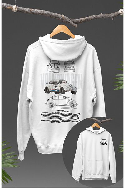 Fuddy Moda Vosvos Printed Unisex Oversize Hooded Sweatshirt - Car Themed