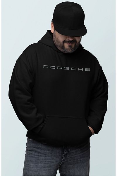 Fuddy Moda Hanorac cu glugă cu imprimeu la spate Porsche 911 GT3 RS gri supradimensionat, hanorac unisex cu tematică pentru mașini de curse