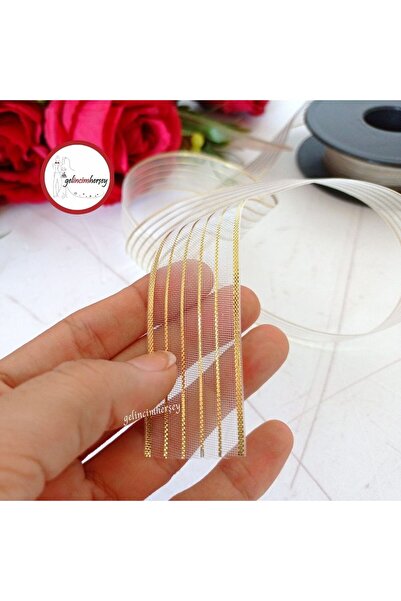 Gelincimherşey Bohça Süsleme Için 4 Metre Ince Uzun Metrelik Altın Çizgili Or...