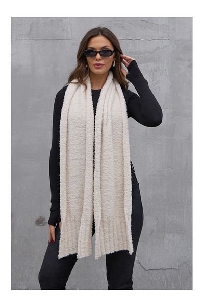 Elif Özbey Butik Eșarfă Boucle Moale Ecru