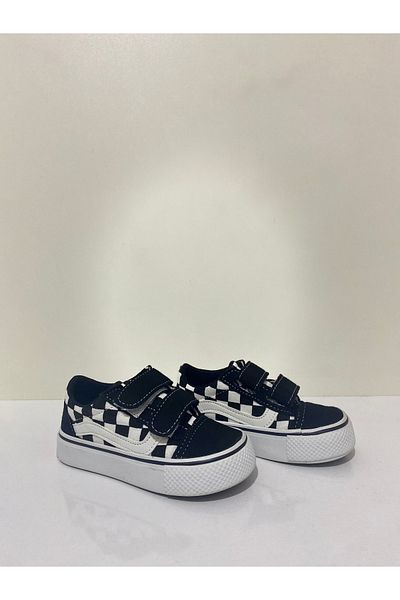 Starme store Pantofi sport pătrați pentru copii - ortopedici, alb-negru, velcro