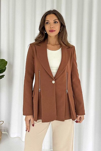 Mine Tan Butik Кафяво дамско яке - с цип