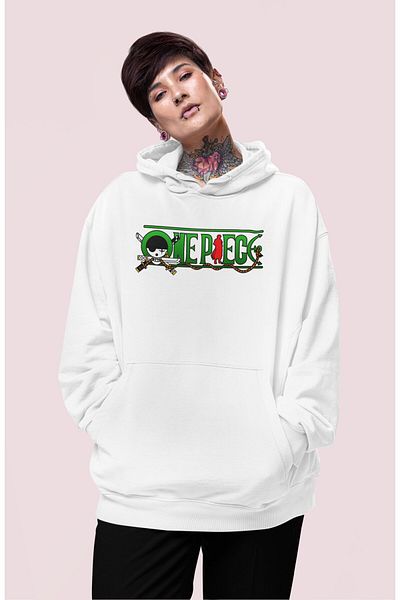 Fuddy Moda Φούτερ Roronoa Zoro Unisex Oversize με κουκούλα - One Piece Anime Back Printed Hoodie