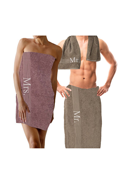 Lucy and Home Mrs.&Mr 100% Cotton Jacquard Set of 4 Shower Towels 70X140 / 50X90