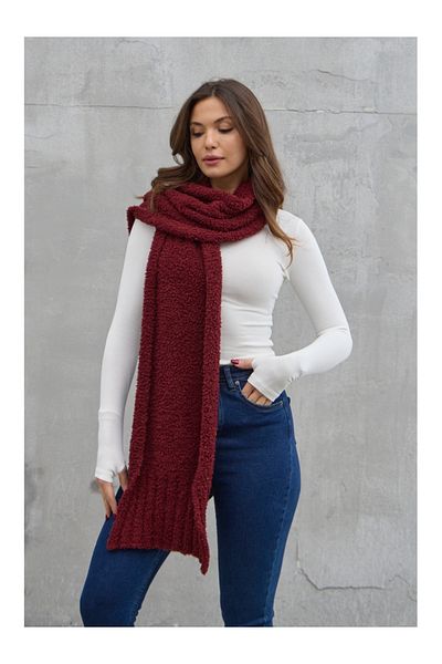 Elif Özbey Butik Eșarfă Boucle Moale Burgundy