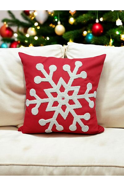 LUWİNO HOME Punch Christmas Snowflake Throw Pillow 43X43 cm