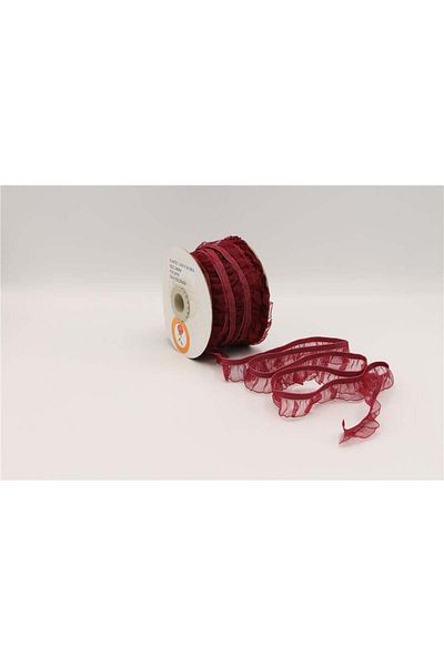 Gül Burgundy Ruffle Rubbers - 18 mm Wide, 25 m