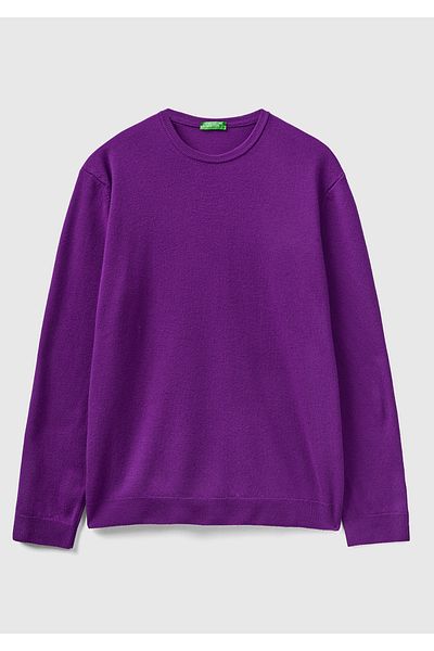 United Colors of Benetton Pulover Merino violet pentru bărbați
