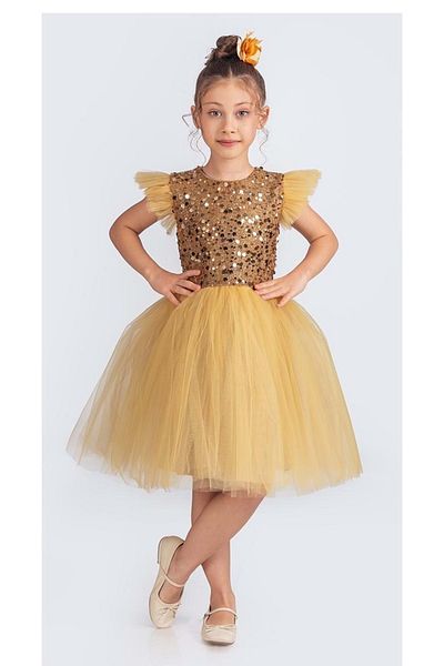 Mnk Baby&Kids Yellow Tulle Girl's Dress - Kpl Mnk0526