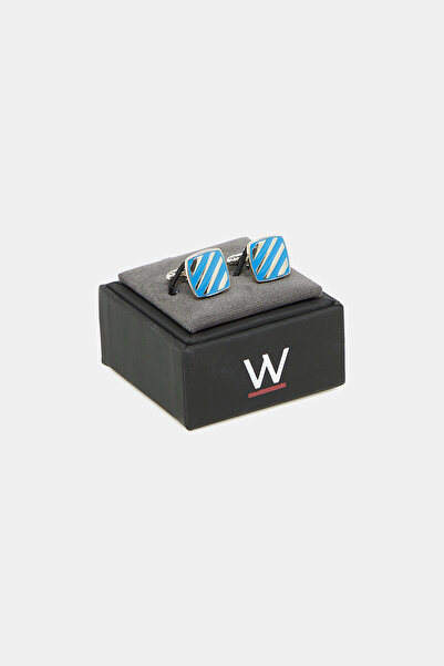W Collection GÜMÜŞ MAVİ DETAYLI KOL DÜĞMESİ