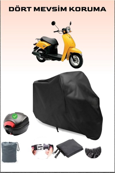 Breen Black Honda Today 50 Rear Bag Compatible Motorcycle Tarpaulin Waterproo...