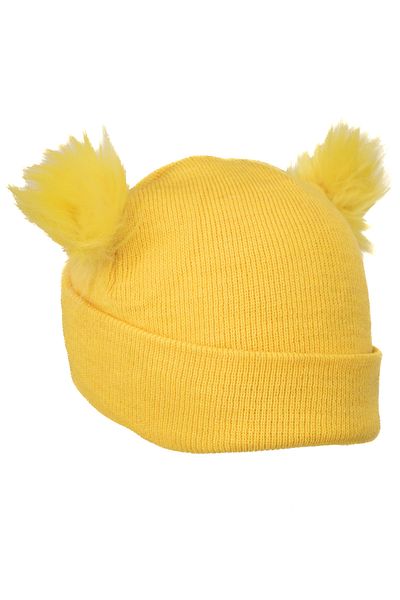 Oppland Girls - Stretchy and Comfortable Winter Beanie with Double Pompom Cotton Fold