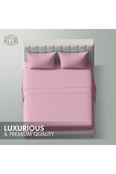 Hotel Linen Klub Queen-Striped Fitted Sheet Set - Premium and Durable Quality, Deep Pocket for a Perfect Fit