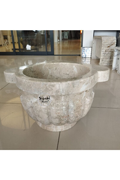 Genel Markalar Bej Mermer Kavun Dilimli Ayaklı Köşe Kurna