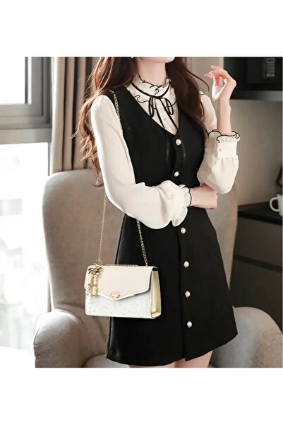 ÇANTA şık kore tarzı ayarlanabilir askılı manyetik kapatmalı kolyeli omuz çantası