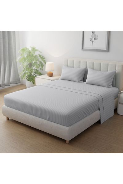 Hotel Linen Klub Queen-Striped Fitted Sheet Set - Premium and Durable Quality, Deep Pocket for a Perfect Fit