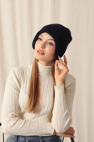 Lukas Women's Navy Blue Beret with Ear Closer