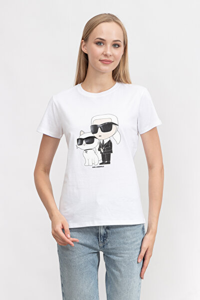 Karl Lagerfeld Ikonik Kadın Bisiklet Yaka T-shirt230w1704