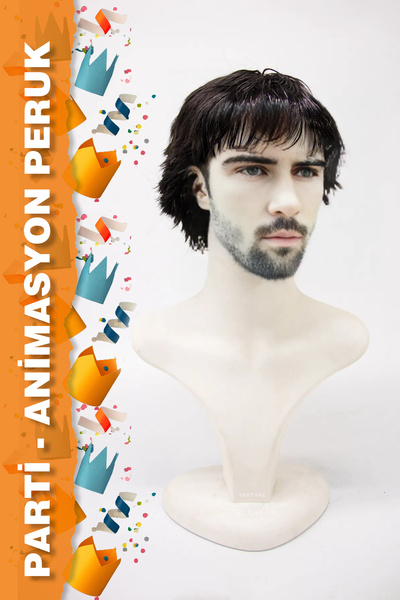 TAM TARZ PARTİ / ANİMASYON PERUĞU - KISA SİYAH RENK
