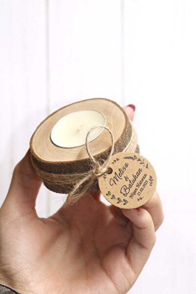 Vice Kişiye Özel Etiketli Hediyelik Mum / Söz-Nişan Hatırası Kütük Mum (5 Adet)