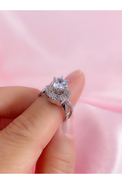 Neva Jewelry 925 Ayar Gümüş Tektaş Çiçek Yüzük