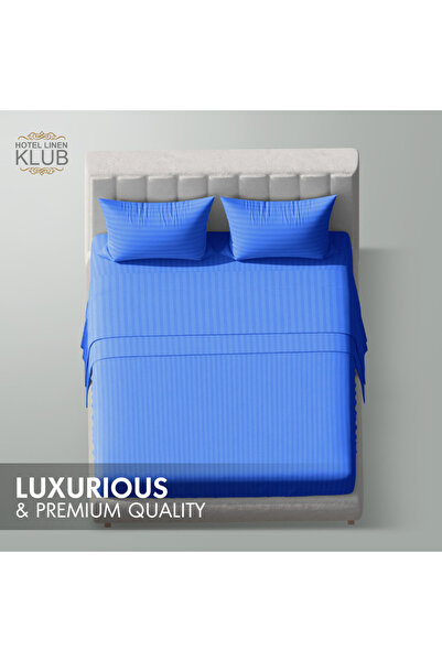 Hotel Linen Klub Queen-Striped Fitted Sheet Set - Premium and Durable Quality, Deep Pocket for a Perfect Fit