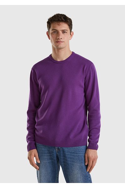 United Colors of Benetton Pulover Merino violet pentru bărbați