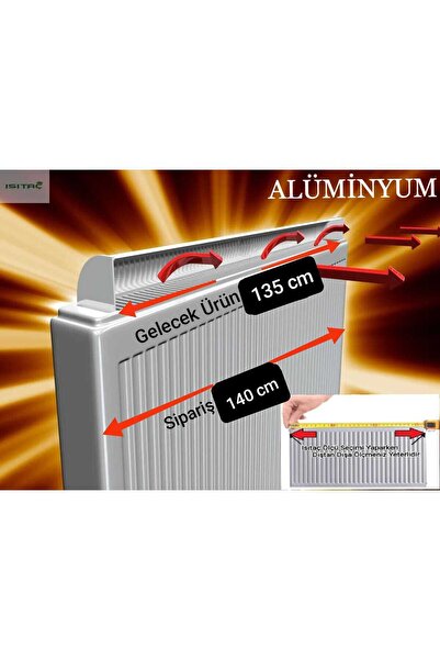 ISITAÇ 140 Cm Petek Üstü Alüminyum Isı Yönlendirici -Isıya Dayanıklı Alüminyu...