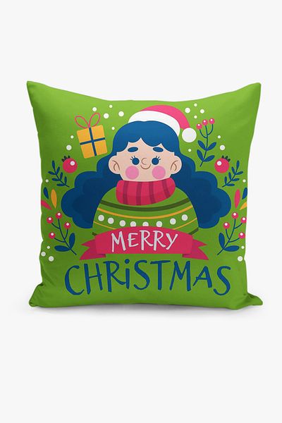 Filamente New Year Christmas Pattern Double Sided Digital Printed Throw Pillow Cover