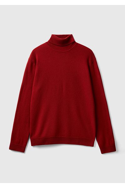 United Colors of Benetton Claret Red Merino Men's Sweater - Turtleneck