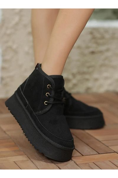 Pine Cone Sheepskin Lace-Up Thick Sole Women's Boots