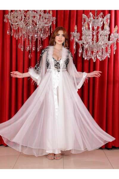 Limas lingerie طقم ثوب صباحي طويل من الساتان - قطعتين