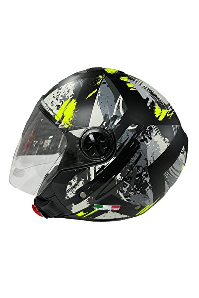 Boğaziçi FS-715 YARIM KASK POISON BLACK GREY YELLOW